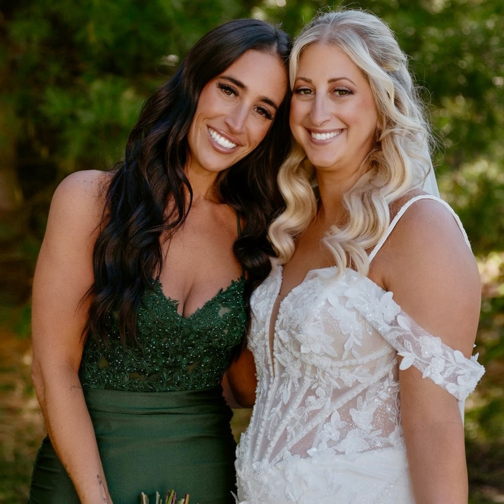 Emerald Green Beaded Lace Bodice Evening Gown